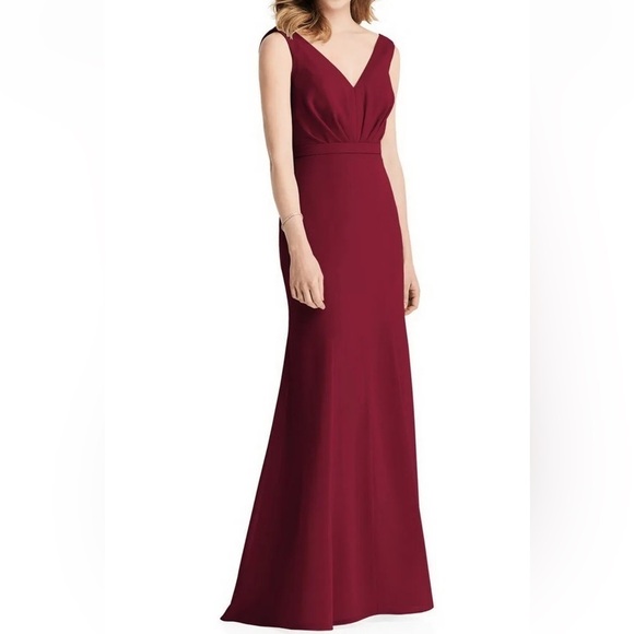 NWT Jenny Packham Burgundy Cowl Back Chiffon Trumpet Gown - Picture 1 of 10
